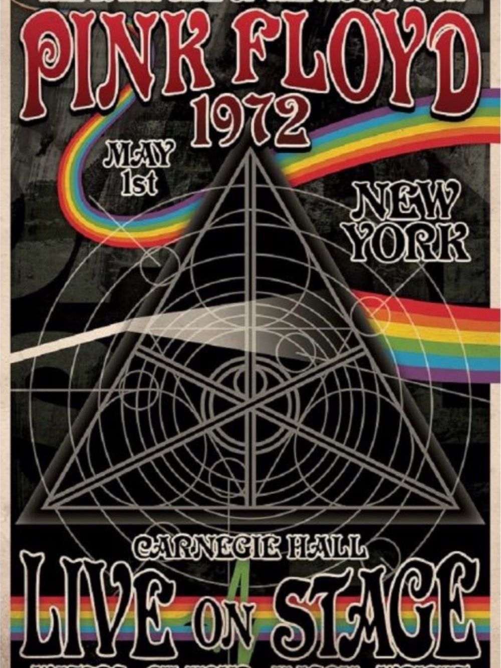 Pink Floyd Poster in Black with Rainbow Accents